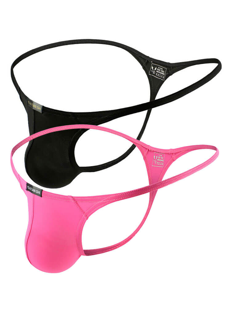 Solid Color Low Waist Breathable Nylon Thong