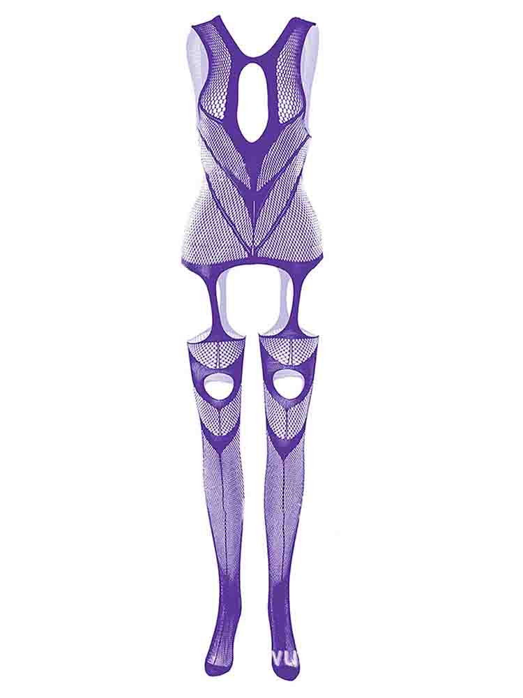 Fishnet See-Through Sleeveless Body Stockings