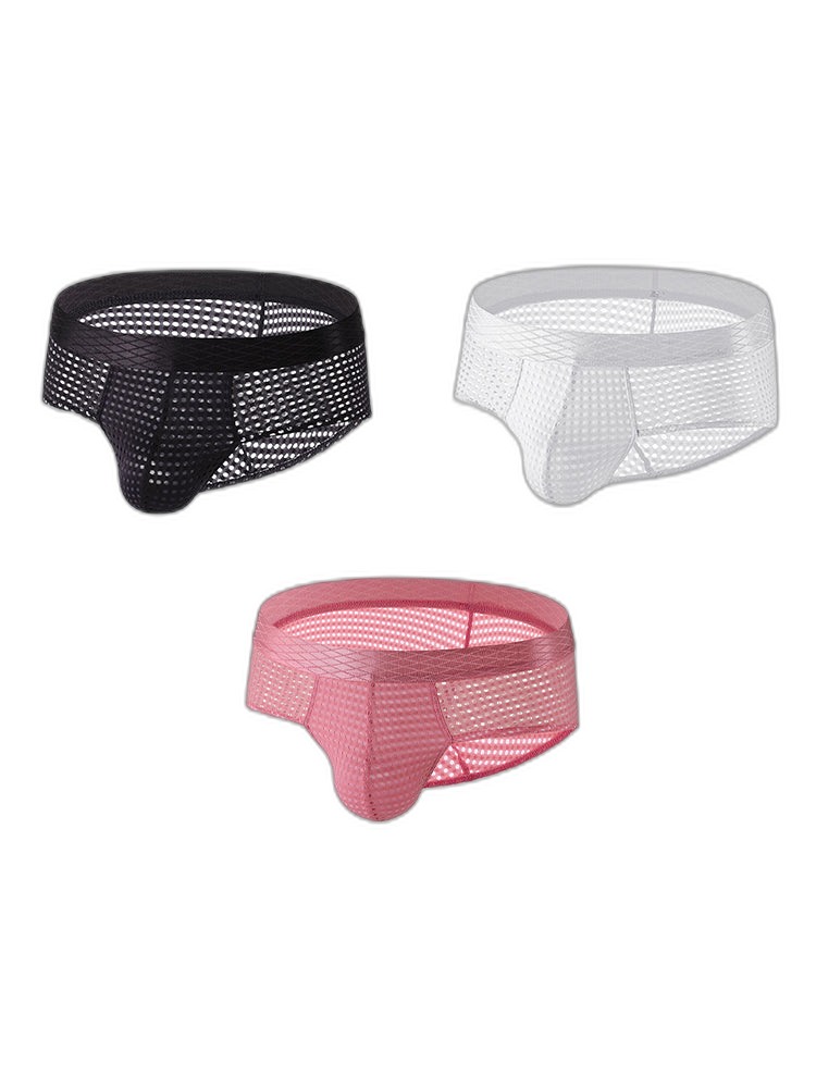 3 Pack Men's Quick-Dry Mesh Low-Rise Briefs