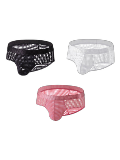3 Pack Men's Quick-Dry Mesh Low-Rise Briefs