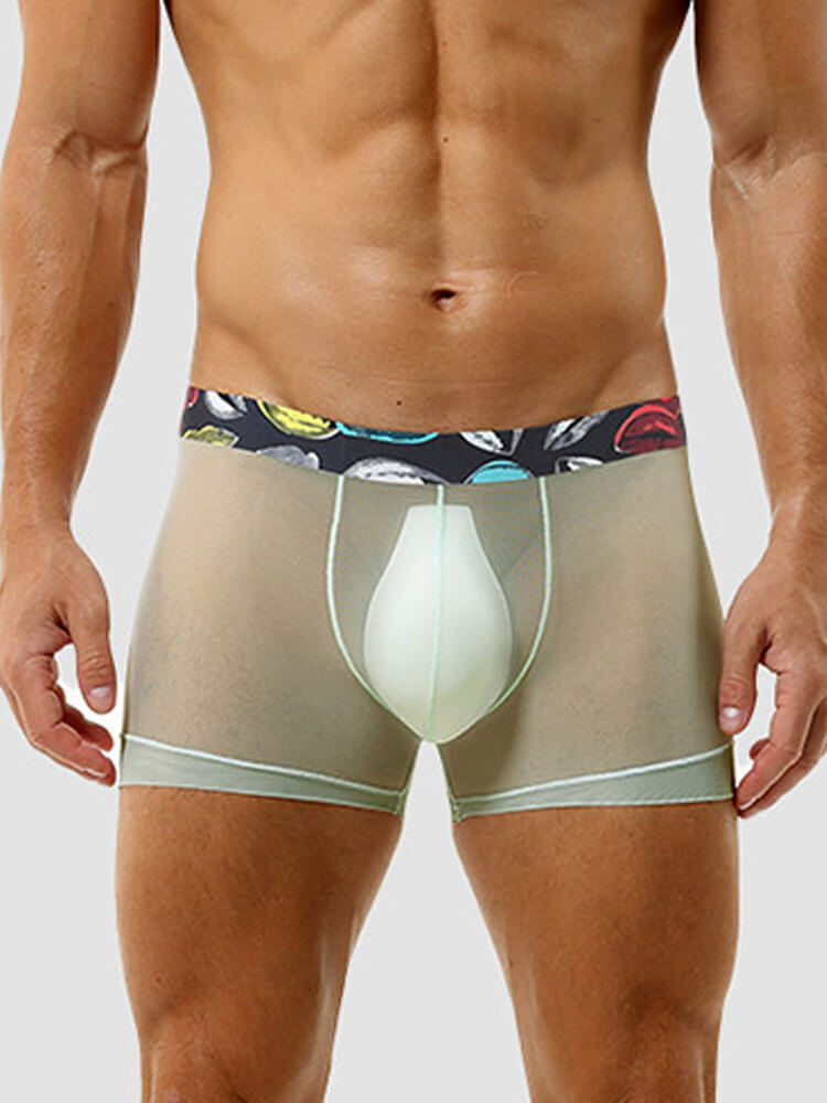 Men's Lightweight Seamless Sheer Ice Silk Boxer Briefs