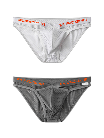 2 Pack Sexy Hollow Out Mesh Briefs for Men