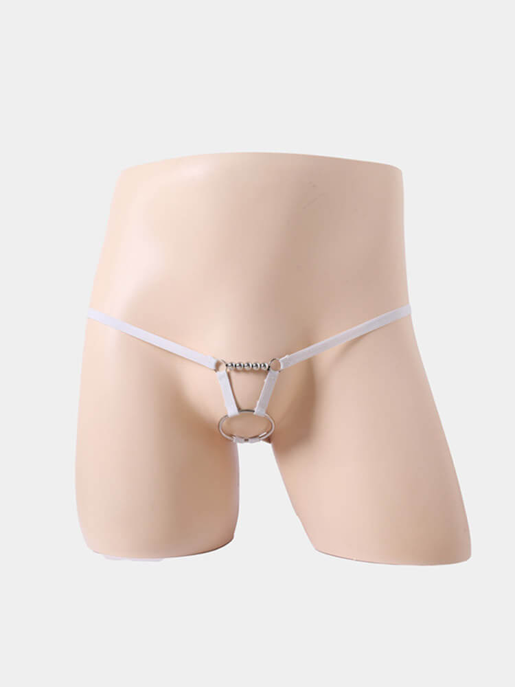 Men's Sexy Hoop Beads Low Rise Thong