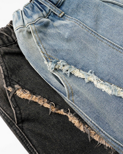 American Retro Wasteland Style Fringed Denim Shorts