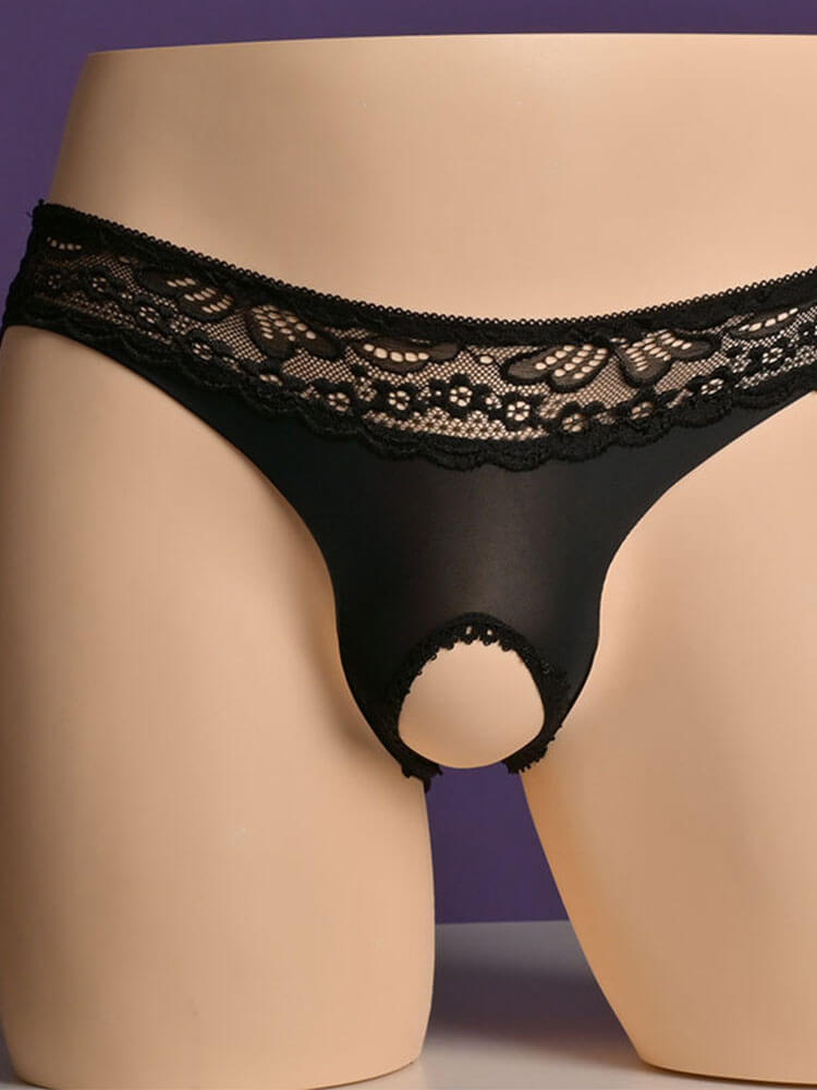 Men's Romantic Lace No Take Off Low-Rise Briefs