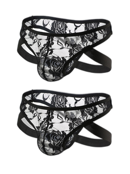 2-pack Men's Lace See-through Thongs