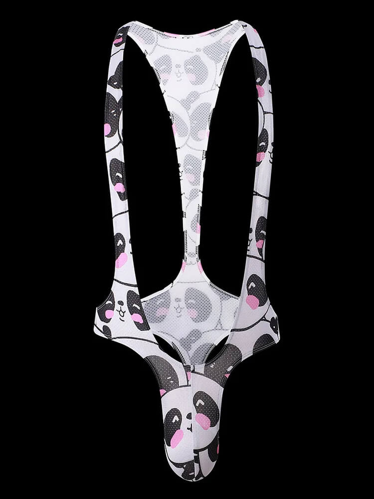 Men's Colorblock High Cut Thong Bodysuit