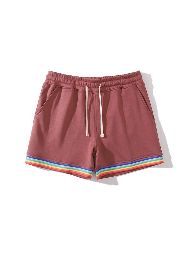 Men's Casual Solid Color Rainbow Hem Cotton Shorts