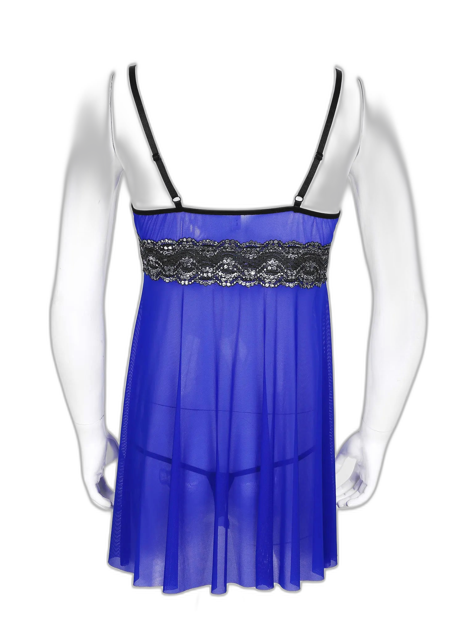 Mesh Floral Lace Sissy Mini Nightgown Set