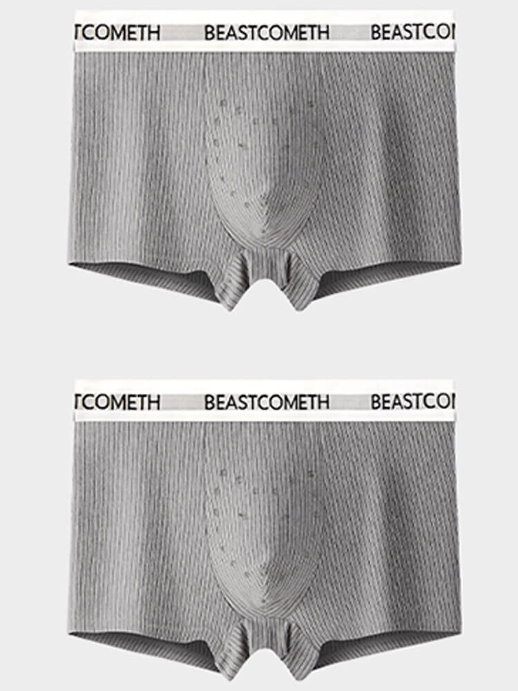 Men's Breathable Striped Antibacterial Cotton Boxer Briefs