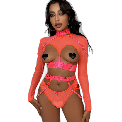 Unsubtle Temptress Bondage Bodysuit Set