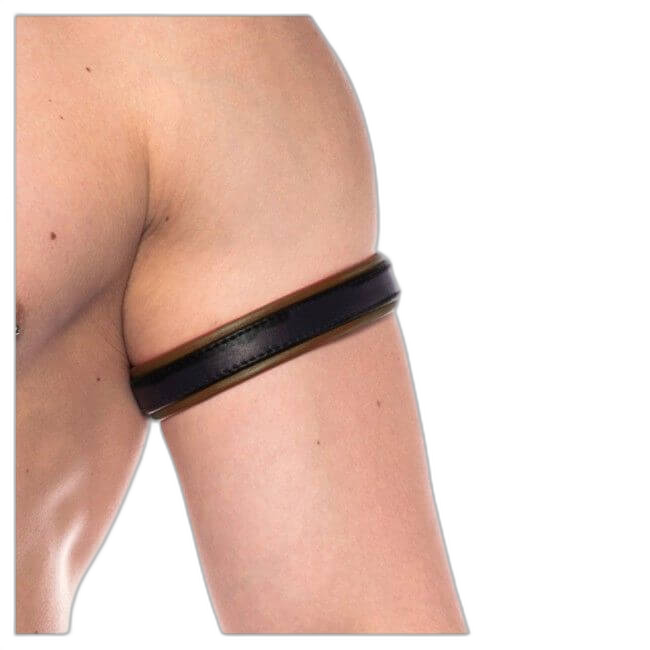 Prowler RED Leather Bicep Band Black/Green