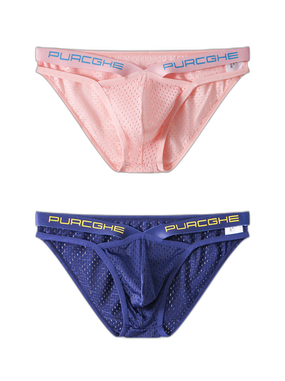 2 Pack Sexy Hollow Out Mesh Briefs for Men