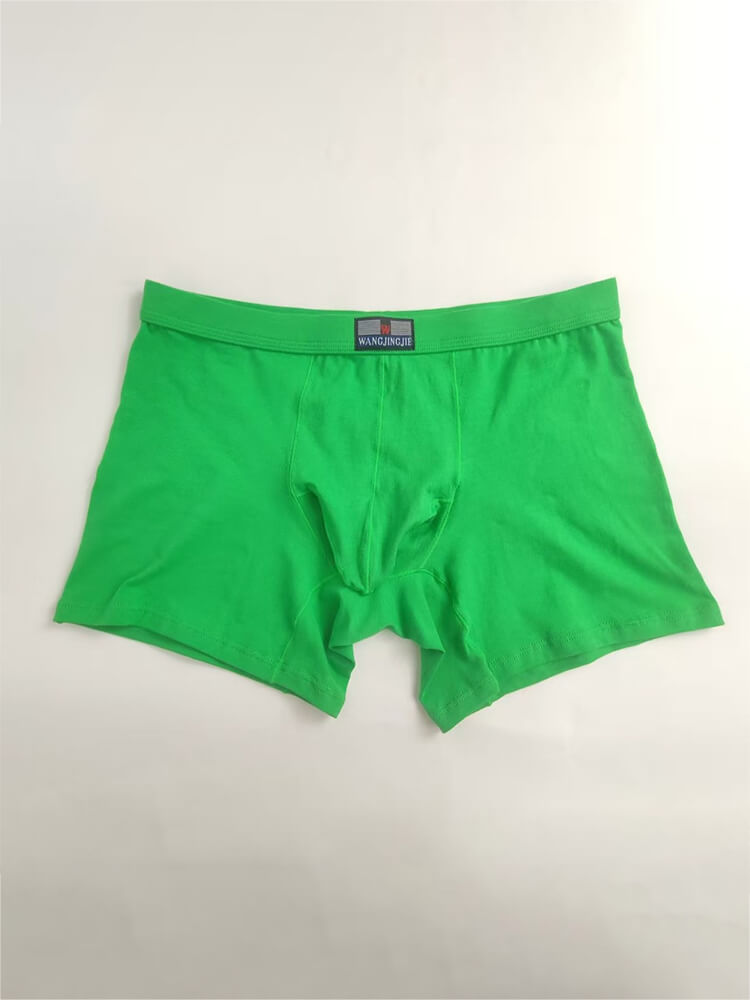 Men's Sexy Green Breathable Cotton Boxer Briefs