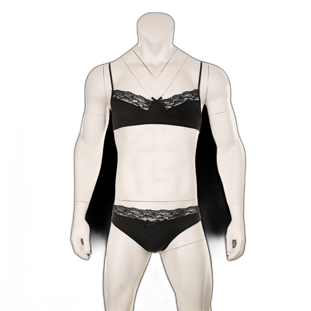 Mens Lace Lingerie Panties & Bra Set