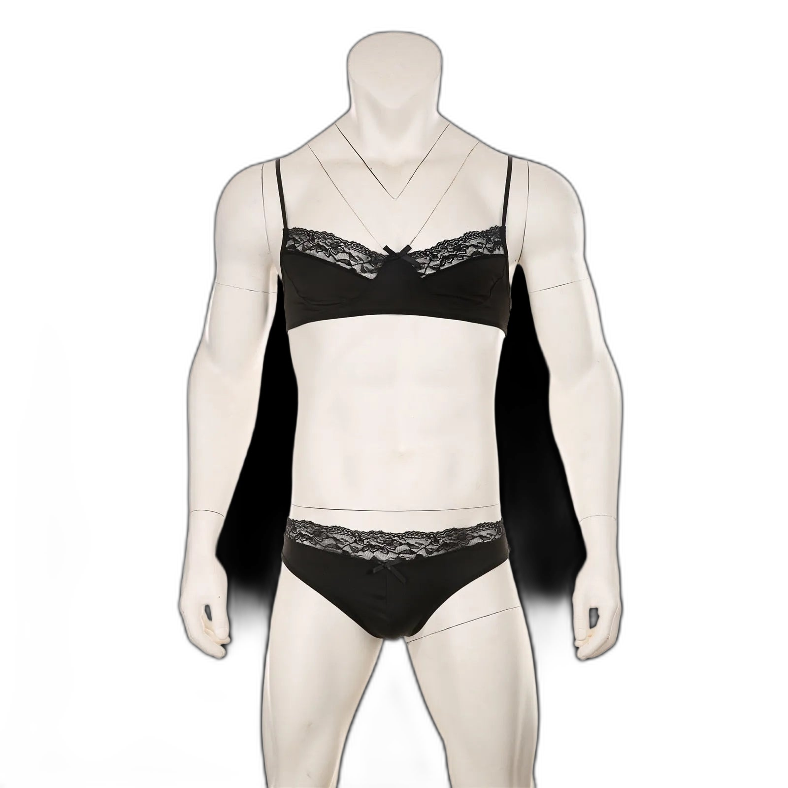 Mens Lace Lingerie Panties & Bra Set