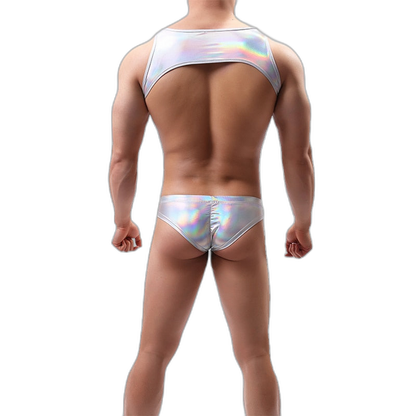 Shiny Harness-Crop Top + Briefs (2 Piece Outfit)