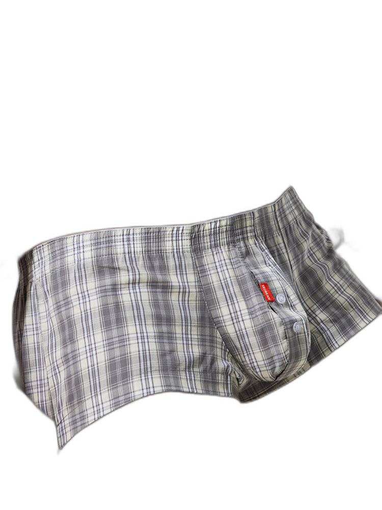 2 Pack Men's Anti-Odor Ultra-Soft Pure Cotton Plaid Design Boxer Shorts