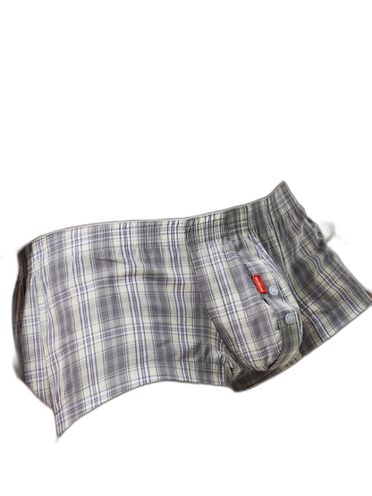 2 Pack Men's Anti-Odor Ultra-Soft Pure Cotton Plaid Design Boxer Shorts