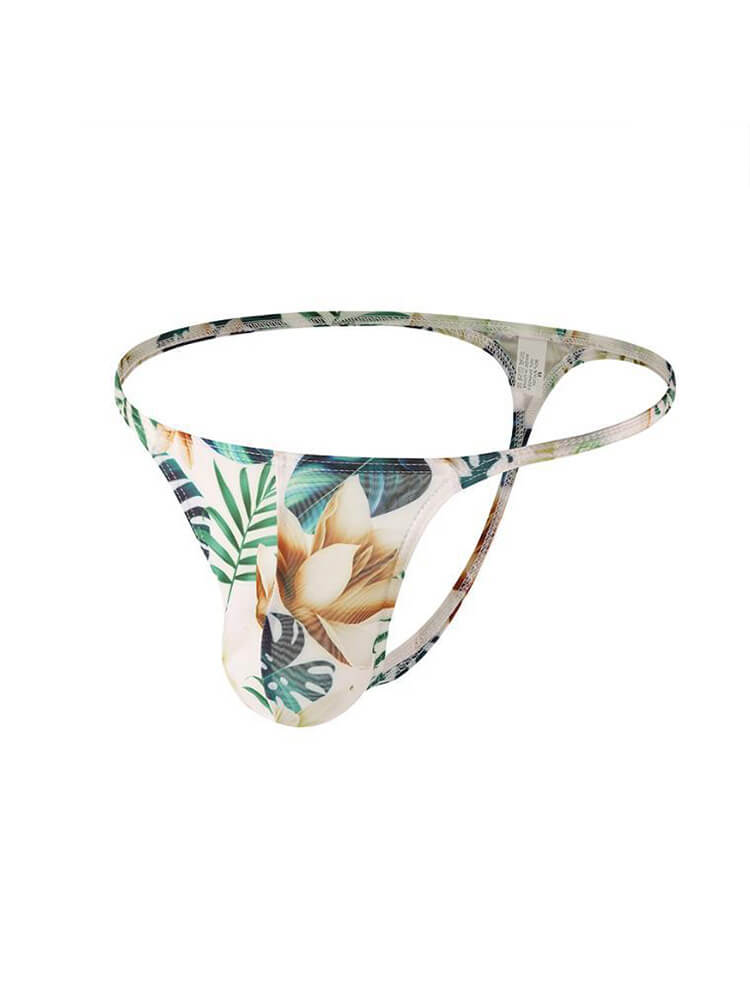 Men's Sexy Low-Rise Thin Straps Plant Pattern Thong