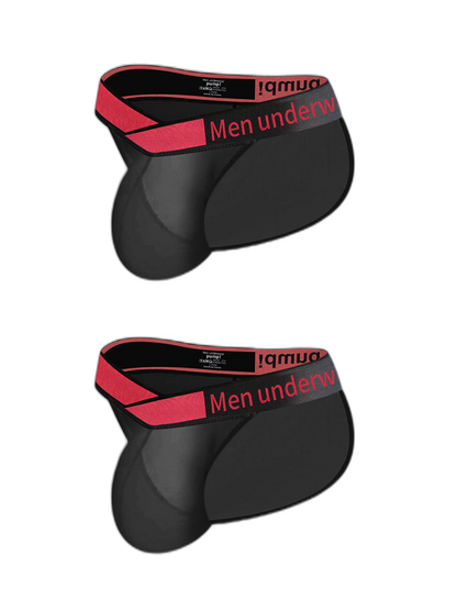2 Pack Men's Large Pouch Semi-Transparent Sexy Bikini