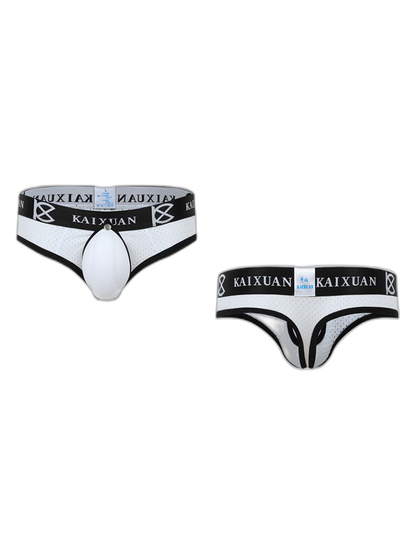 2 Pack Men's Breathable Mesh Removable U-Shaped Pocket Thongs