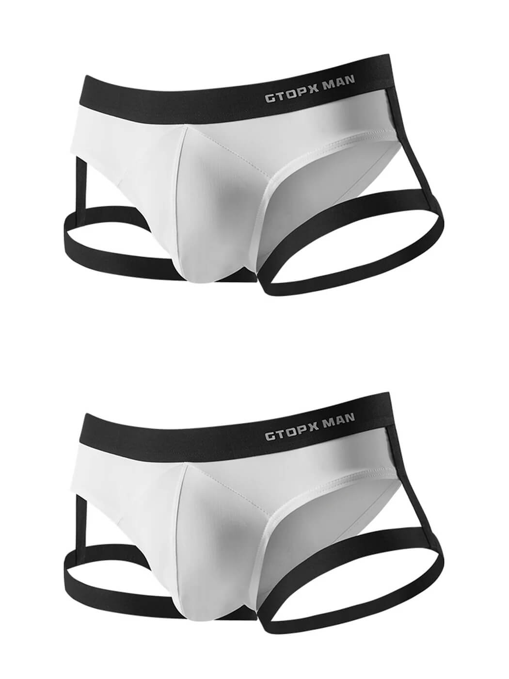 Men's Sexy Low-Rise U Convex Garter Nylon Briefs