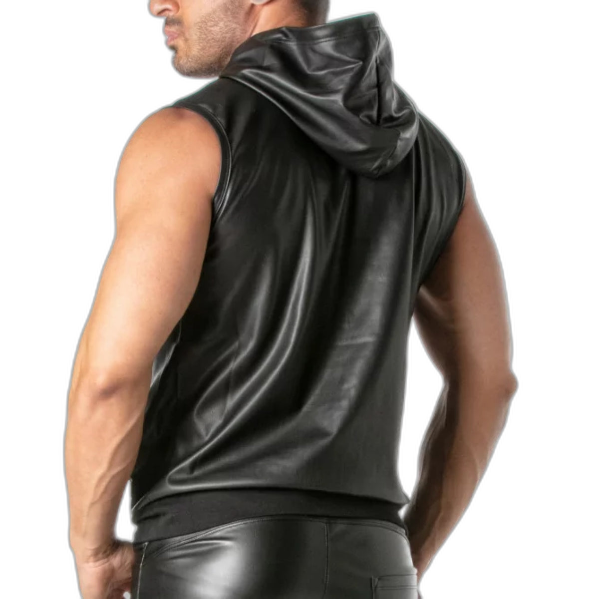 TOF Paris Kinky Zipped Pocket Sleeveless Hoodie Black