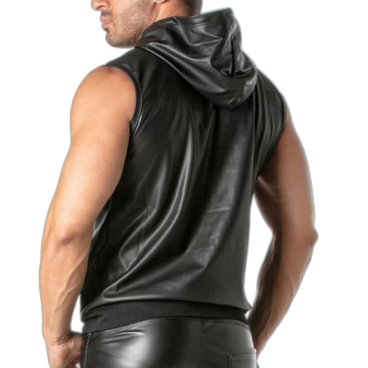 TOF Paris Kinky Zipped Pocket Sleeveless Hoodie Black