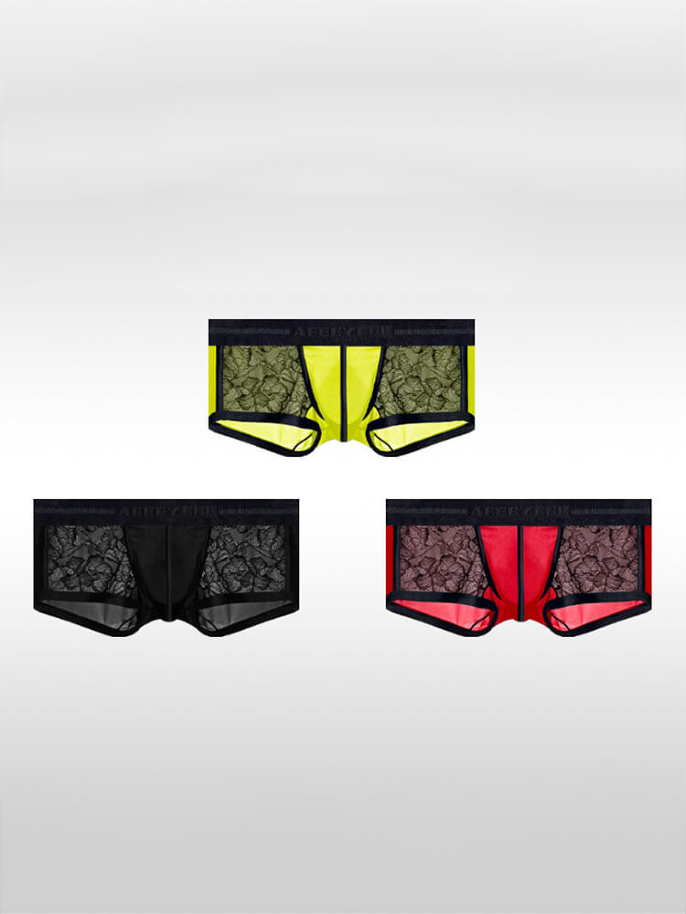 Men's Ice Silk Lace Sexy Sheer Ultra-Thin Trunks