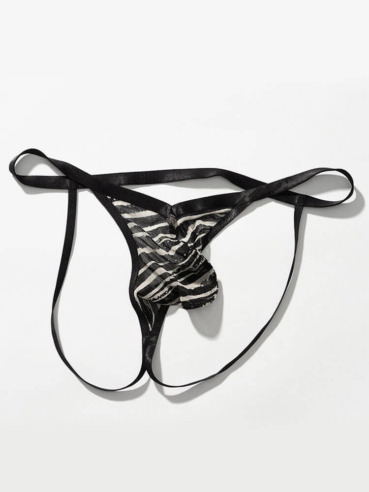 Men's Sexy Zebra-Print Mesh Low-Rise Thong