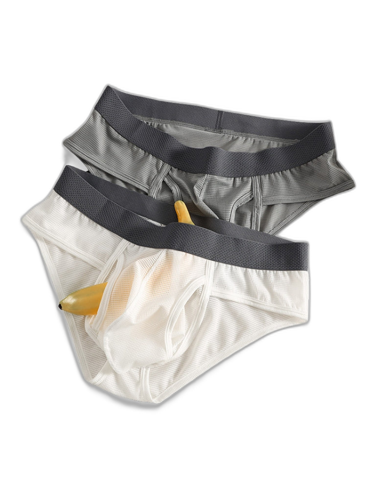 3 Pack Men's Ultra-Soft Breathable Mesh Ice Silk Briefs