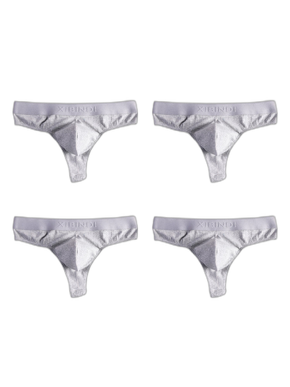 4-Pack Men's Ultra-Soft Cotton Mid-Rise Stay-Put Fit Seamless Thong