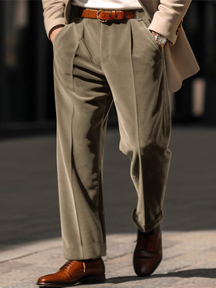 Men's Fashion Straight Leg Solid Color Dress Pants