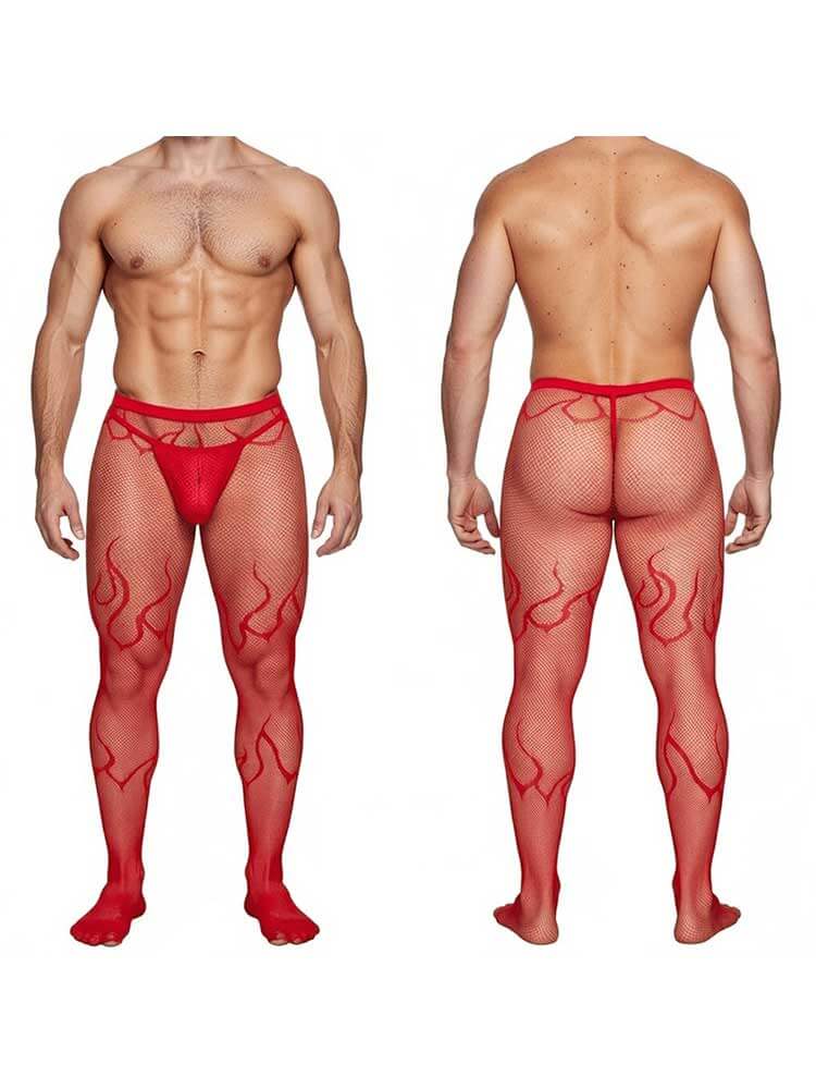 Men's Sexy Stretch Fishnet Jacquard Pantyhose