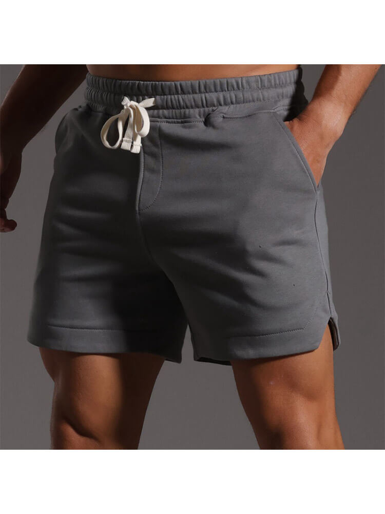 Men's Casual Fitness Running Solid Color Slits Shorts