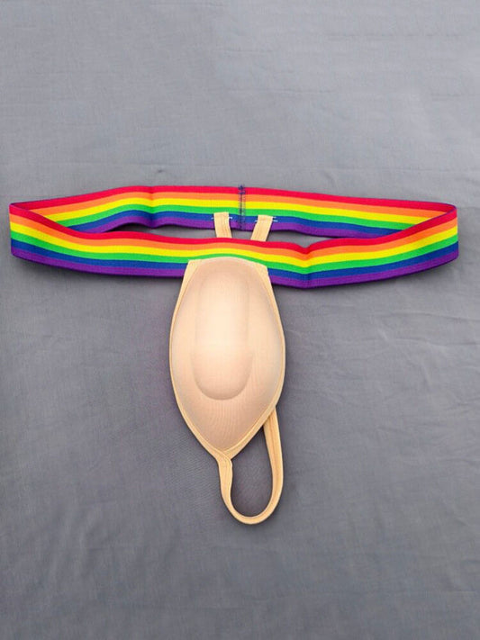 Men's Sexy Rainbow Waistband Padded Thong 