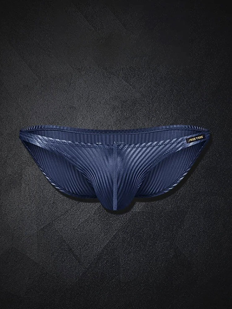 Men's Vertical-Striped High-Cut U-Pouch Briefs