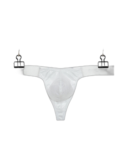 3 Pack Men's Low Waist Transparent Sexy Large Pouch Ice Silk Thong