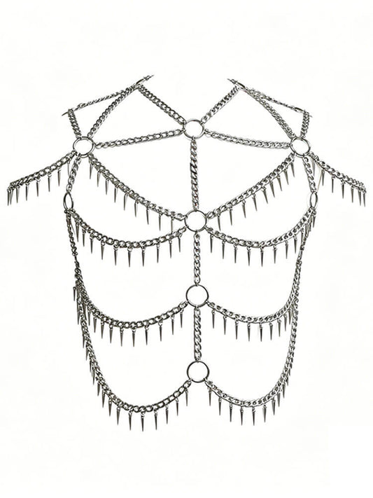 Men's Spiked Tassel Multi-Layer Alloy Body Chain