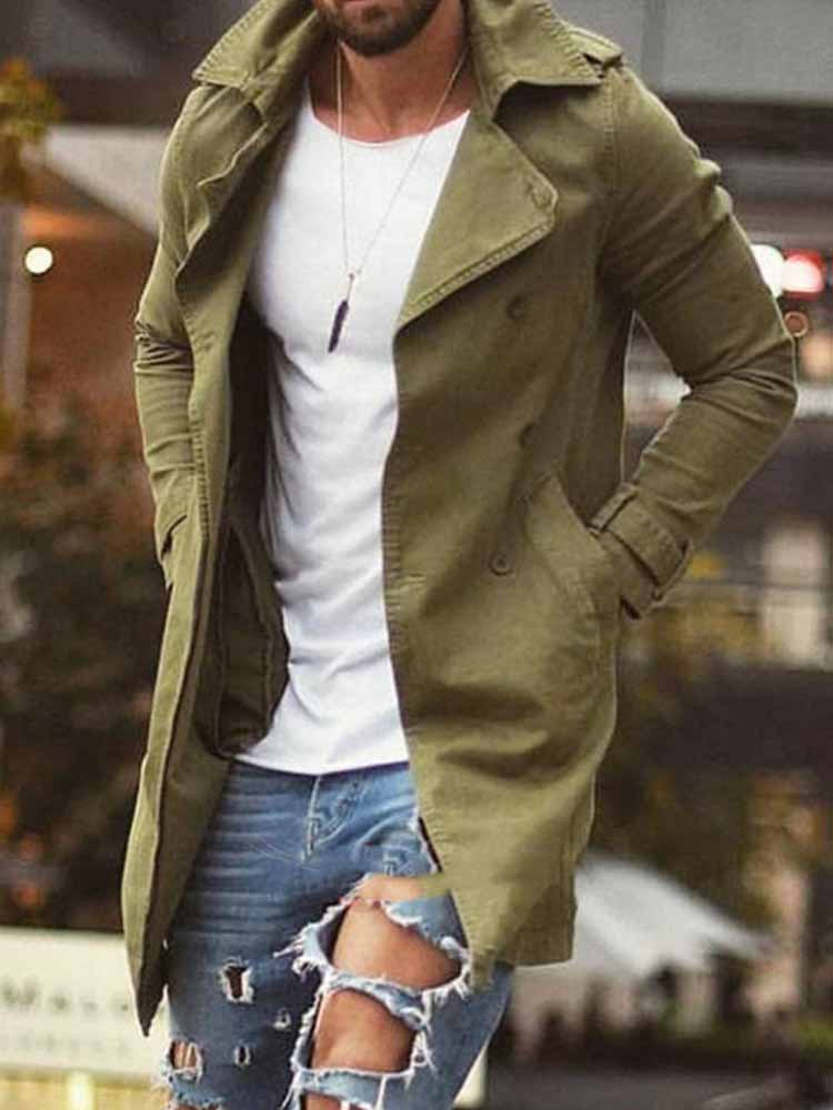 Men's Mid-length Slim Casual Trench Coat