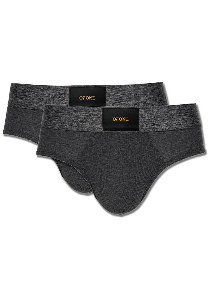 Men's Fashionable Wide Belt Ribbed Cotton Briefs
