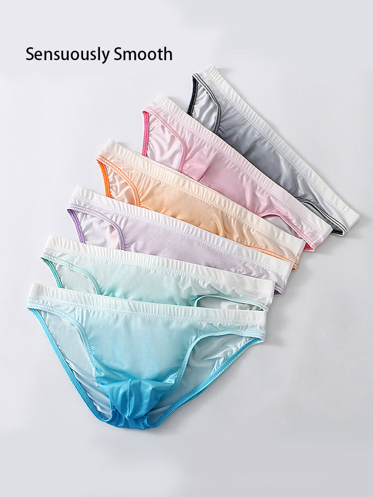 3 Pack Men's Sensual Silk-Like Loose Gradient Color Bikini