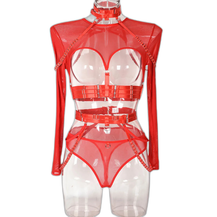 Unsubtle Temptress Bondage Bodysuit Set