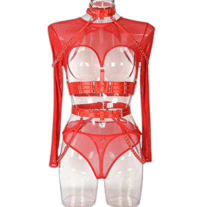 Unsubtle Temptress Bondage Bodysuit Set
