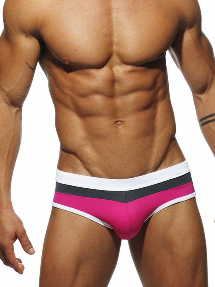 Men's Color Block Pouch Swim Briefs