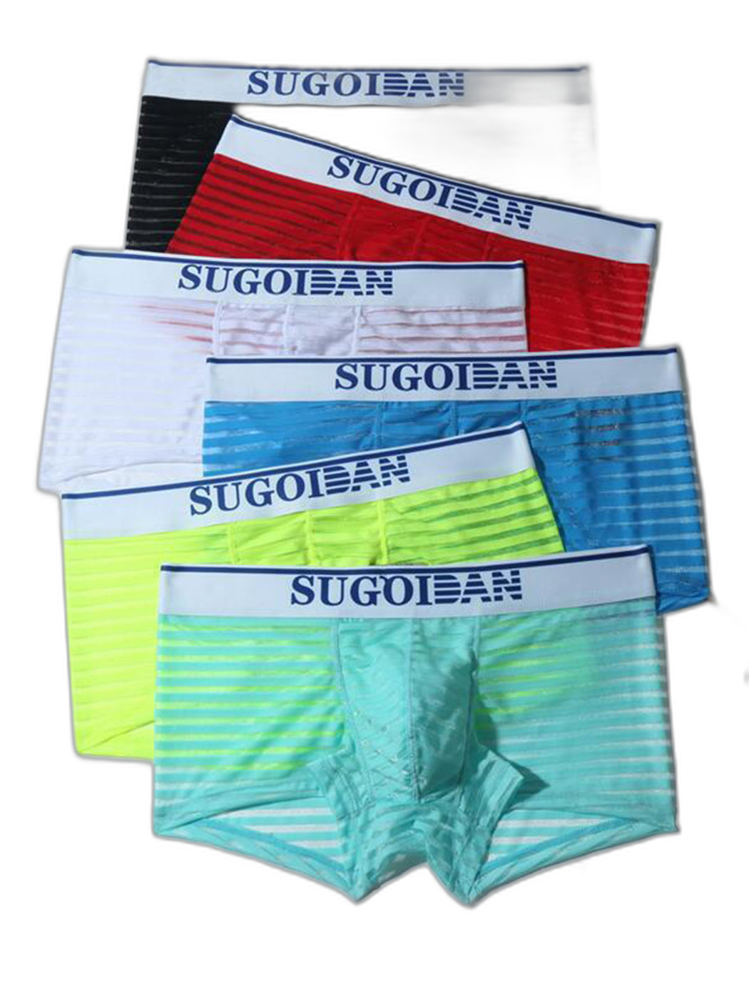 Men's Sexy Transparent Striped Trunks