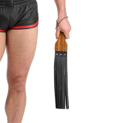 Prowler RED Leather & Wood Fringe Paddle