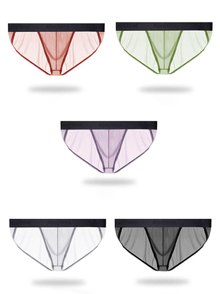Men's Sexy Low-Rise High-Cut Ice Silk Large Pouch Briefs