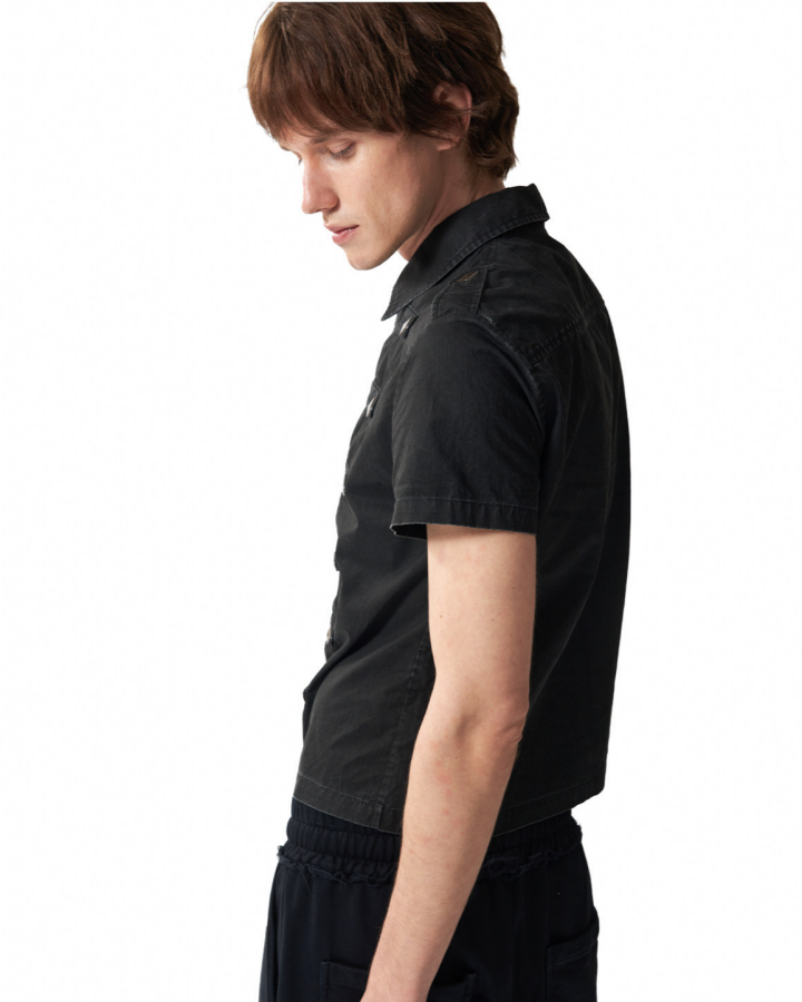 KIIKIO Retro Rhinestone Lapel Zipper Tee